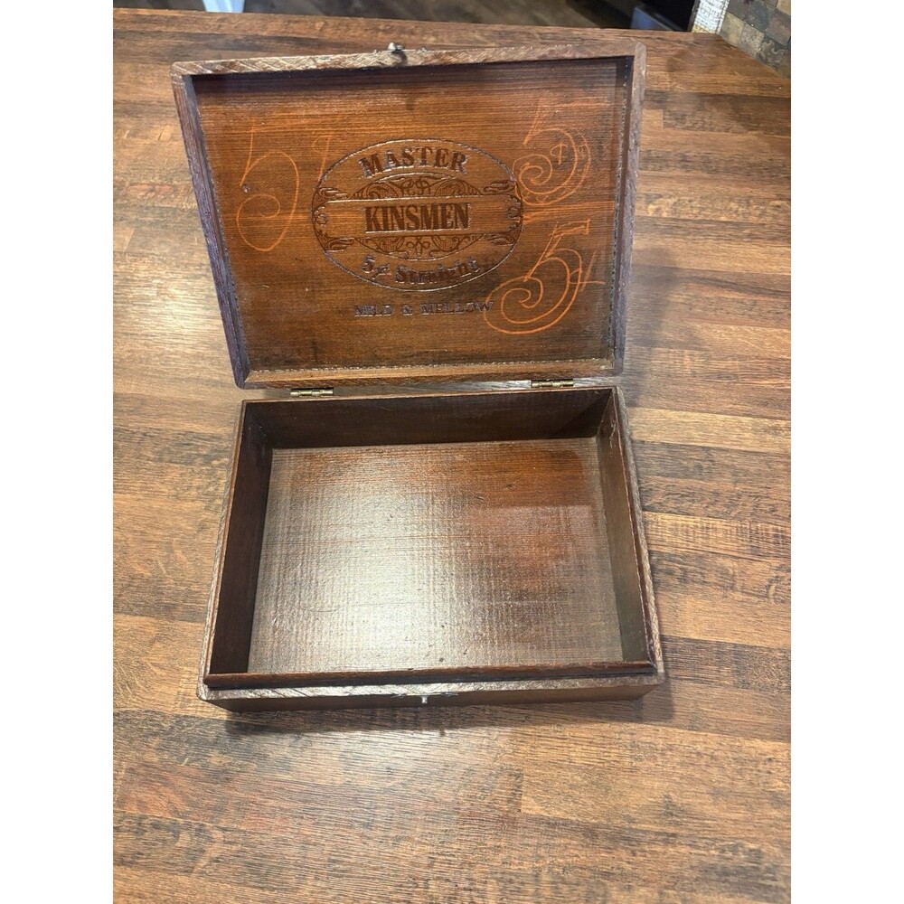 Master Kinsmen Wooden Cigar Box Mild & Mellow Decorative Collectible